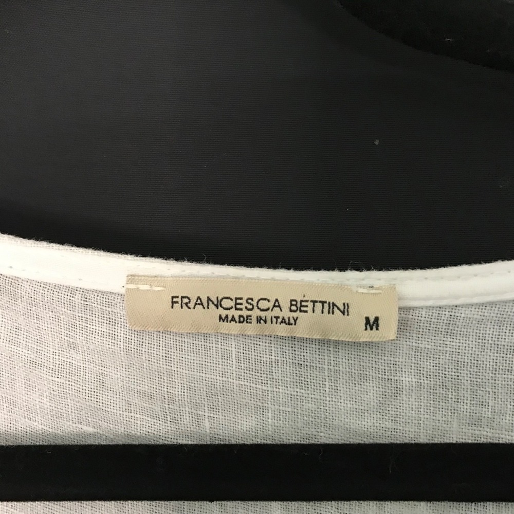 Francesca Bettini Size M 100% Linen Top Made In Italy White Shirt Pockets - Picture 3 of 11